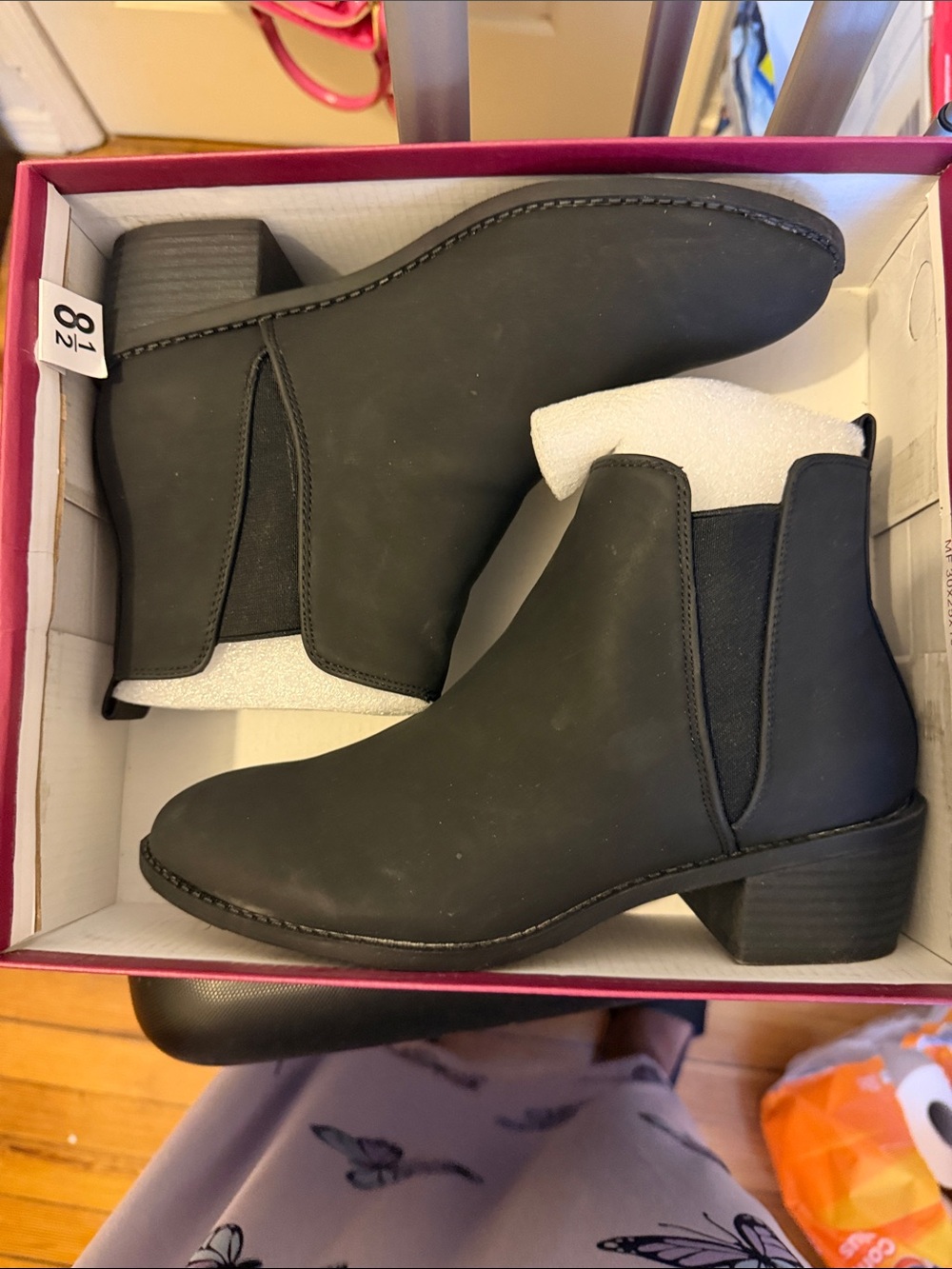 Women's Black Chelsea Ankle Boots with Low Block Heel